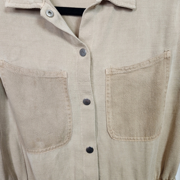 Zara Girls One piece Jumpsuit Union Suit Pants Long Sleeve Utility Beige 11 12 - Picture 6 of 8